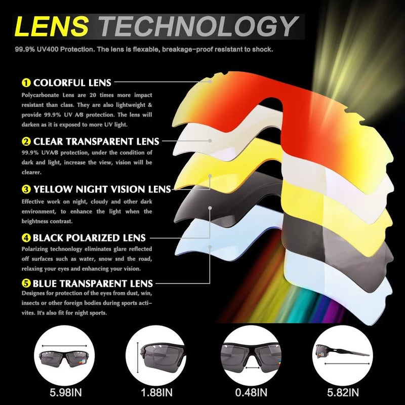 BangLong Polarized Sports Sunglasses Cycling Sun Glasses for Men Women with 5 Interchangeable Lenes for Running Baseball Golf - Image 3